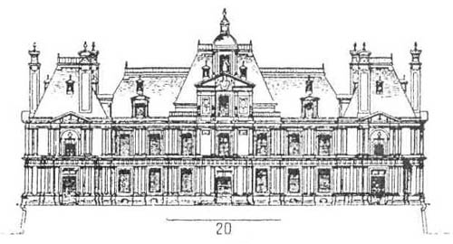 Французские дворцы и особняки XVII - XVIII вв. Фасад замка в Мэзон