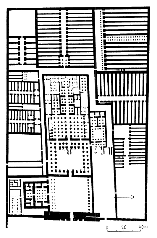 Фивы. Рамессеум. Построен Рамсесом II около 1250 г. до н. э. План