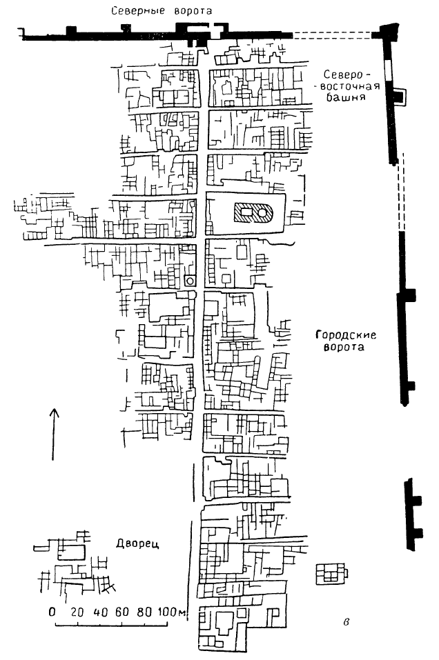 Таксила: в — Сиркап; план города, 50 г. до н. э. — 150 г. н. э.