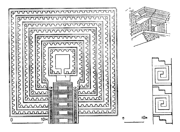 Тахин. Пирамида, IV в. План, детали