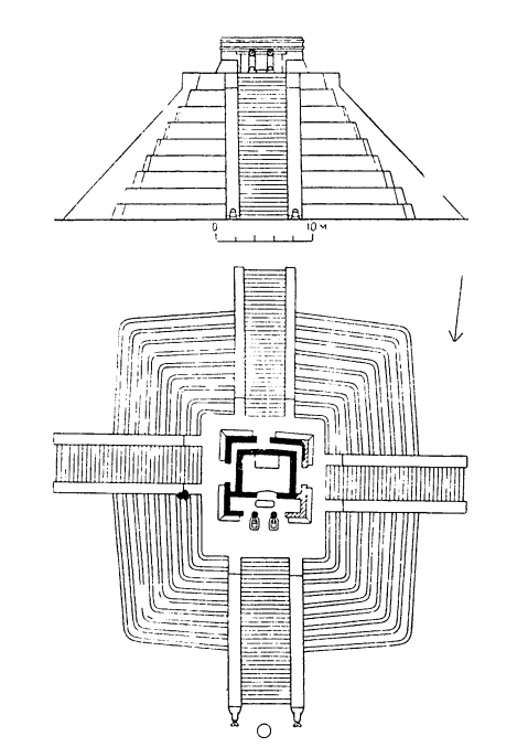 Майяпан; Кастильо, XIII в.; фасад и план