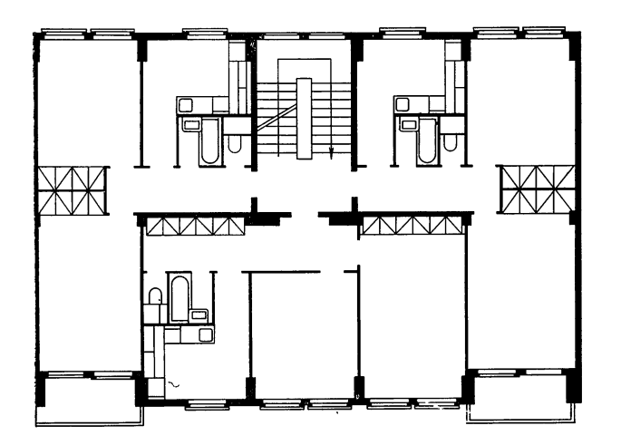 Секция жилого дома на основе каркасно-панельной системы