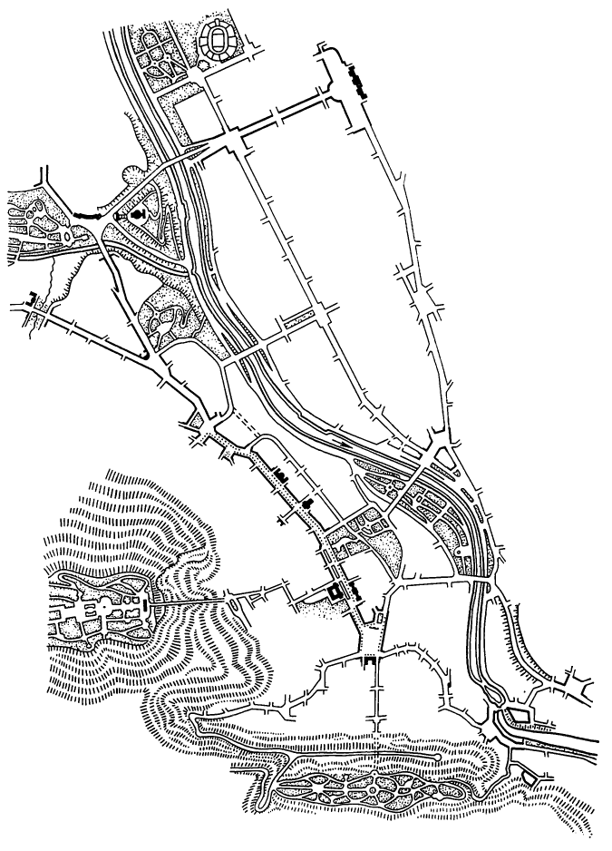 Тбилиси. Схема планировки центральной части города. Архитекторы И. Малоземов, З. Курдиани, Г. Гогава. 1934 г.