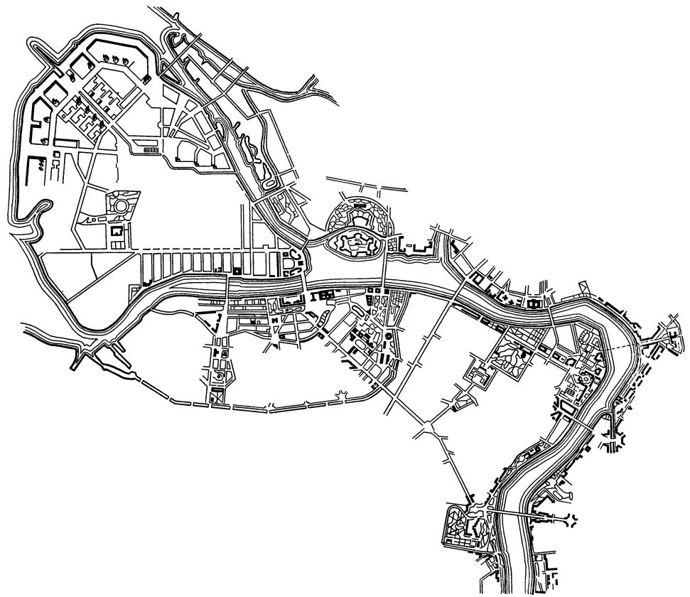 Ленинград. Схема центра города, принятая в проекте генплана 1947 г. и получившая свое развитие в проекте 1966 г.