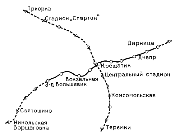 Киев. Схема метрополитена. 1960 г.