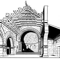 Базилика в Кальб-Лузе. Северная Сирия. 5 век. Внутренний вид. Реконструкция