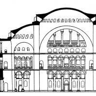 Храм св. Софии в Константинополе. Продольный разрез. Реконструкция