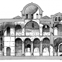 Церковь Пантанасса в Мистре. Освящена в 1428 г. Продольный разрез