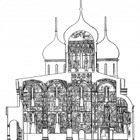 Успенский собор в Московском Кремле. Продольный разрез