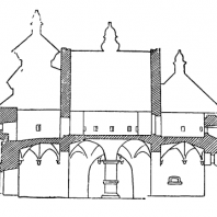 Покровская церковь в селе Сутковицы на Подолии. Начало 16 века. Продольный разрез