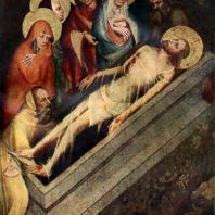 Положение во гроб. Створка алтаря из церкви в Тржебоне. Около 1380 г. Прага. Национальная галерея