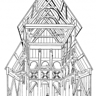 Церковь в Боргунде (Borgund stavkyrkje). 12 век. Поперечный разрез