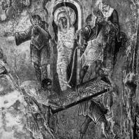 Воскрешение Лазаря. Фреска церкви Пантанасса в Мистре. Фрагмент. 1428-1445 гг.