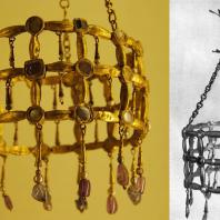 Вестготская вотивная корона. Из клада, найденного в Гварразаре близ Толедо. 7 век. Париж, Музей Клюни