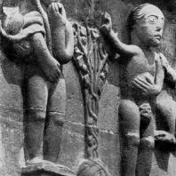 Адам и Ева. Рельеф церкви в Шенграбене. Начало 13 век