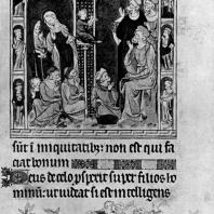 Христос среди учителей. Миниатюра Псалтыри королевы Марии. 1320 г. Лондон, Британский музей
