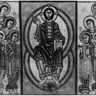 Христос и апостолы. Алтарный образ. Середина 12 века. Барселона, Музей