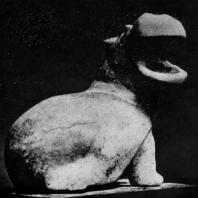 Статуэтка гиппопотама. Голубой фаянс. XII династия. 20 в. до н. э. Лондон. Британский музей