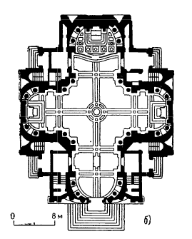 Барокко в архитектуре Италии. Рим. Церковь Санти Мартина э Лука, 1635 г., П. да Кортона. План 1-го этажа