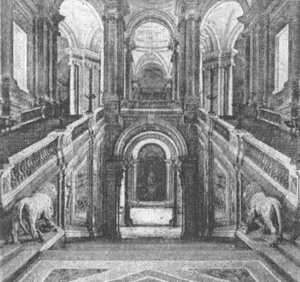 Барокко в архитектуре Италии. Казерта близ Неаполя. Замок, основные годы строительства — 1752—1774, Л. и К. Ванвителли, Д. Пьермарини. Главная лестница