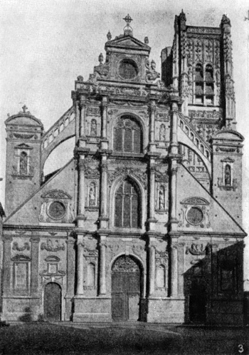 Архитектура Франции. Оксер, церковь Сен-Пьер, 1630—1656 г., В. Керо, Исен I и Гийо, заканчивал Лалиль