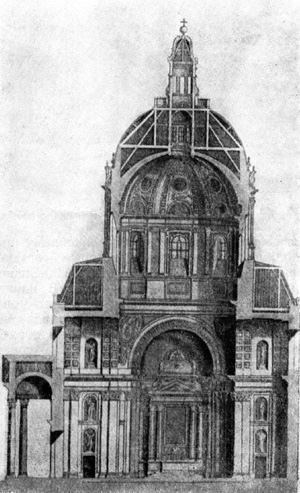 Архитектура Франции. Париж. Церковь Сорбонны, 1635-1642 гг., Лемерсье. Разрез