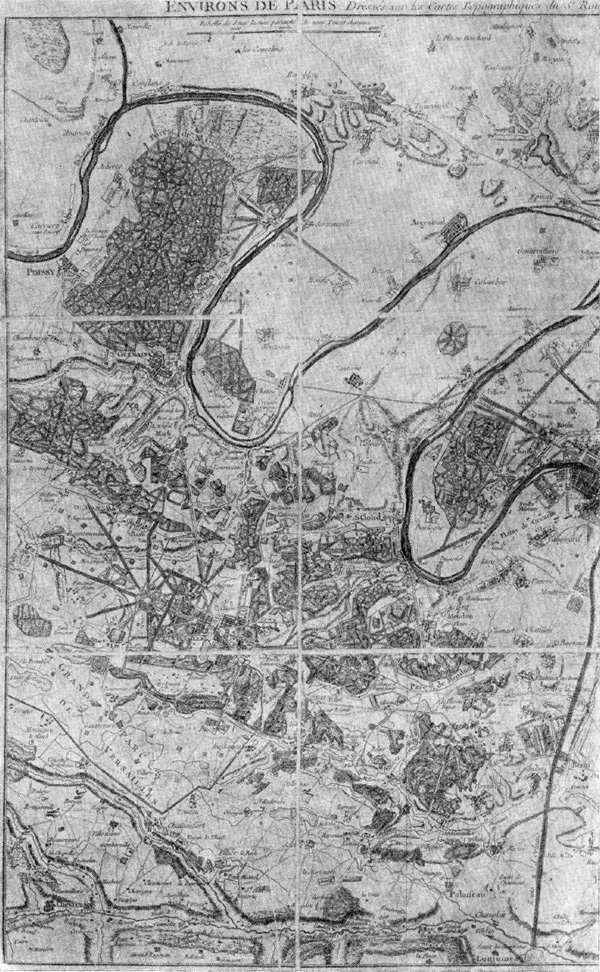 Париж и окрестности, карта 1774 г.