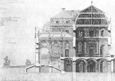 Архитектура Австрии: Вена. Дворец. Верхний Бельведер, 1721—1723 гг., И.Л. Гильдебрандт. Разрез