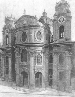 Архитектура Австрии: Зальцбург. Коллегиальная церковь, 1696—1707 гг., И. Б. Фишер фон Эрлах. Общий вид