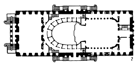 Архитектура Германии: Берлин, оперный театр, 1741—1744 гг.; а — план
