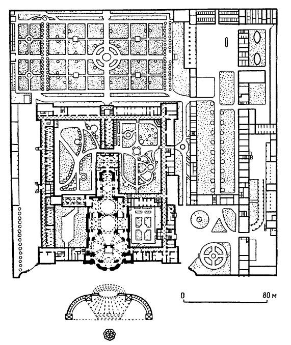 Архитектура Швейцарии: Эйнзидельн. Монастырь, 1704—1726 гг. К. Моосбруггер. План