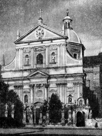 Архитектура Польши: Краков. Иезуитская церковь Петра и Павла, 1605—1609 гг., Падовано. Общий вид