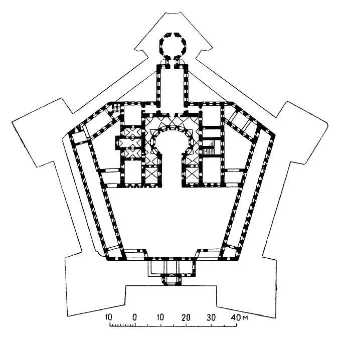 Архитектура Польши: Кшиштопор. Замок, 1631—1644 гг., Л. де Сент. План 2-го этажа
