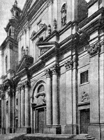 Архитектура Польши: Краков. Церковь св. Анны, 1689—1703 гг., Тильман ван Гамерен. Фрагмент главного фасада