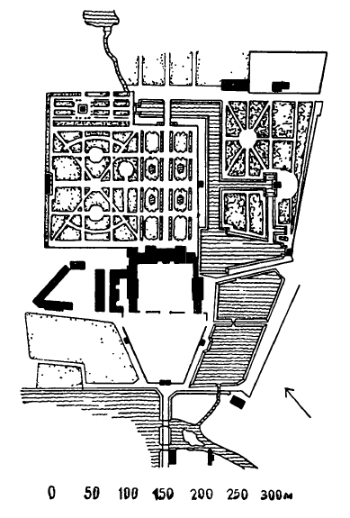 Архитектура Польши: Белосток. Дворец Бранидких, XVIII в., И. X. Клемм. План парка