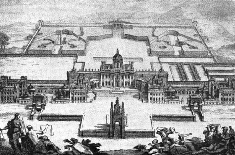 Архитектура Англии: Йоркшир. Кэсл-Хоувард, 1699—1712 гг., Д. Вэнбру. Общий вид