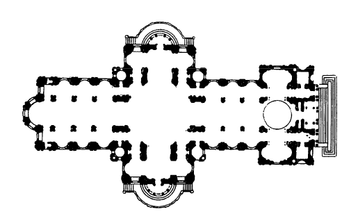 Архитектура Англии: Лондон. Собор св. Павла, 1675—1717 гг., К. Рен. План