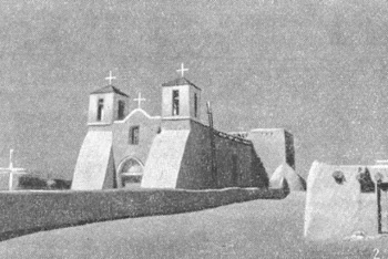 Архитектура Латинской Америки: Ранчо де Таос, миссионерская церковь, после 1779 г., общий вид