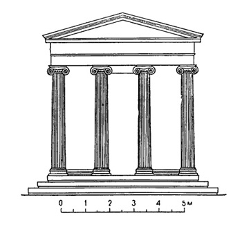 Архитектура Древней Греции. Афины. Храм на р. Илисе, около середины V в. до н. э. Фасад (реконструкция)