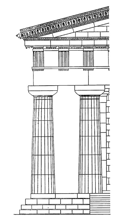 Архитектура Древней Греции. Селинунт. Храм Е: Фрагмент фасада