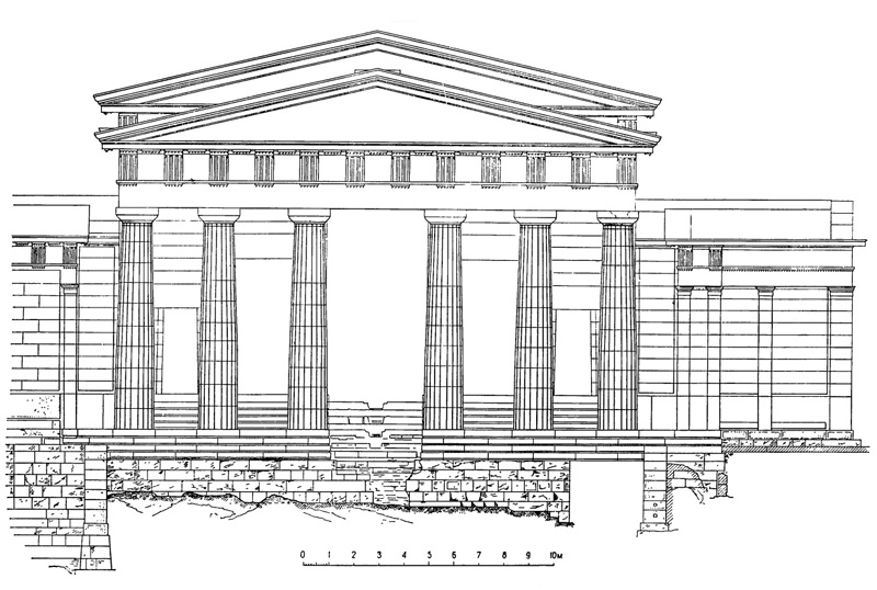 Архитектура Древней Греции. Афины. Пропилеи Акрополя. Западный фасад (реконструкция по Бону)