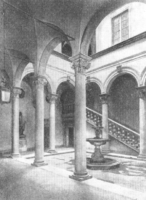 Архитектура эпохи Возрождения в Италии: Флоренция. Палаццо Гонди, 1490—1494 гг., Джулиано да Сангалло. Двор