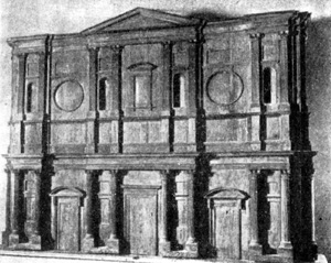 Архитектура эпохи Возрождения в Италии: Флоренция. Деревянная модель для фасада Сан Лоренцо. Баччо д’Аньоло, по рисунку Микеланджело, 1517 г.