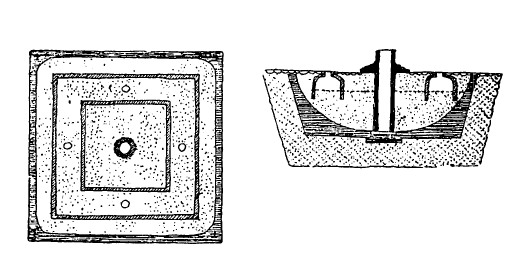 Архитектура эпохи Возрождения в Италии: Венеция. План и разрез двора с колодцем (схема водосборного устройства)