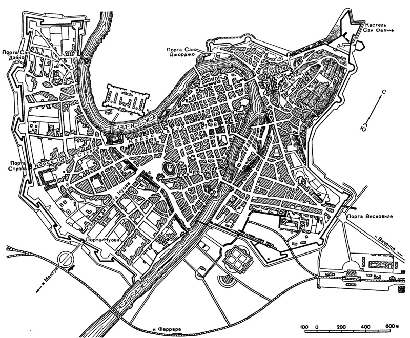Архитектура эпохи Возрождения в Италии: Верона. Схематический план города