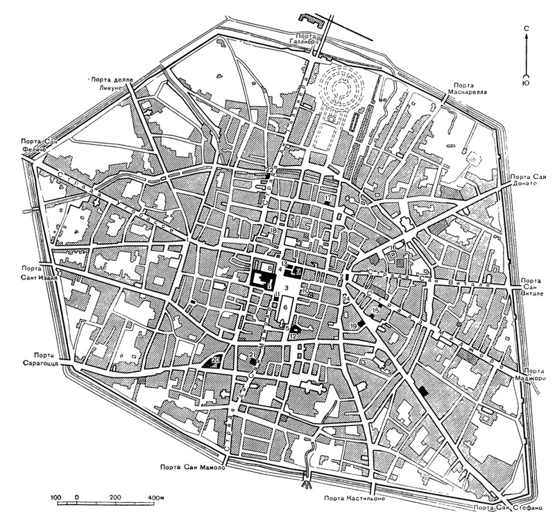 Архитектура эпохи Возрождения в Италии: Болонья. Схематический план города
