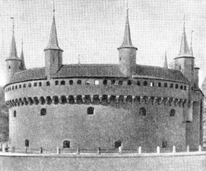 Архитектура Польши эпохи Возрождения: Краков. Барбакан перед Флорианскими воротами, 1498 г.
