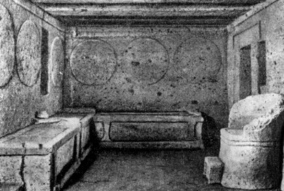Архитектура Древнего Рима. Черветери. Гробница Кресел и щитов, начало VI в. до н.э. Интерьер