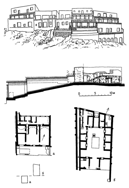 Архитектура Древнего Рима. Помпеи. Общий вид террасных домов II—I вв. до н.э. Дом Мозаики с голубями
