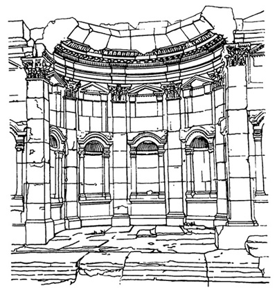 Архитектура Древнего Рима. Баальбек. Большой храм. Экседра прямоугольного двора